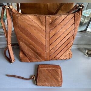 Margot brown crossbody leather handbag and matching wallet